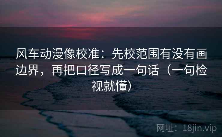 风车动漫像校准：先校范围有没有画边界，再把口径写成一句话（一句检视就懂）